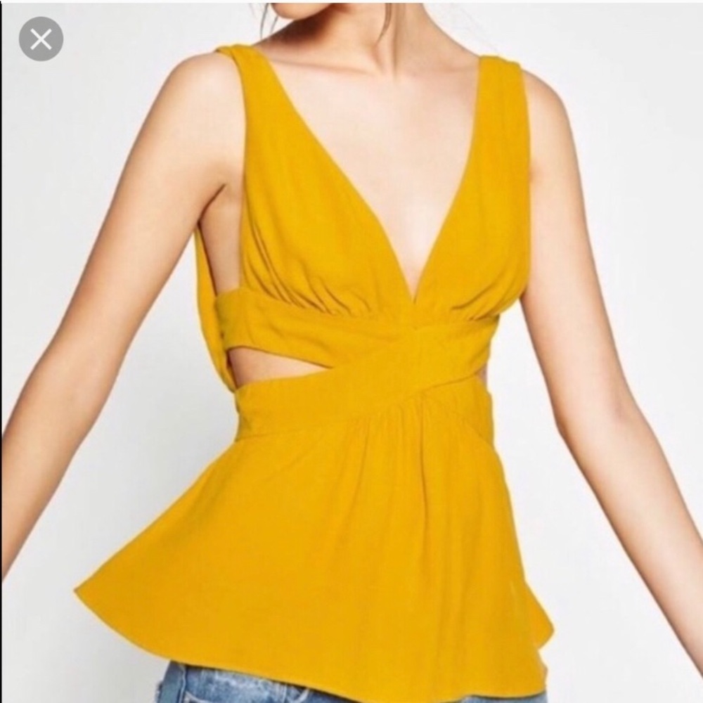 Zara Yellow Cutout Tank